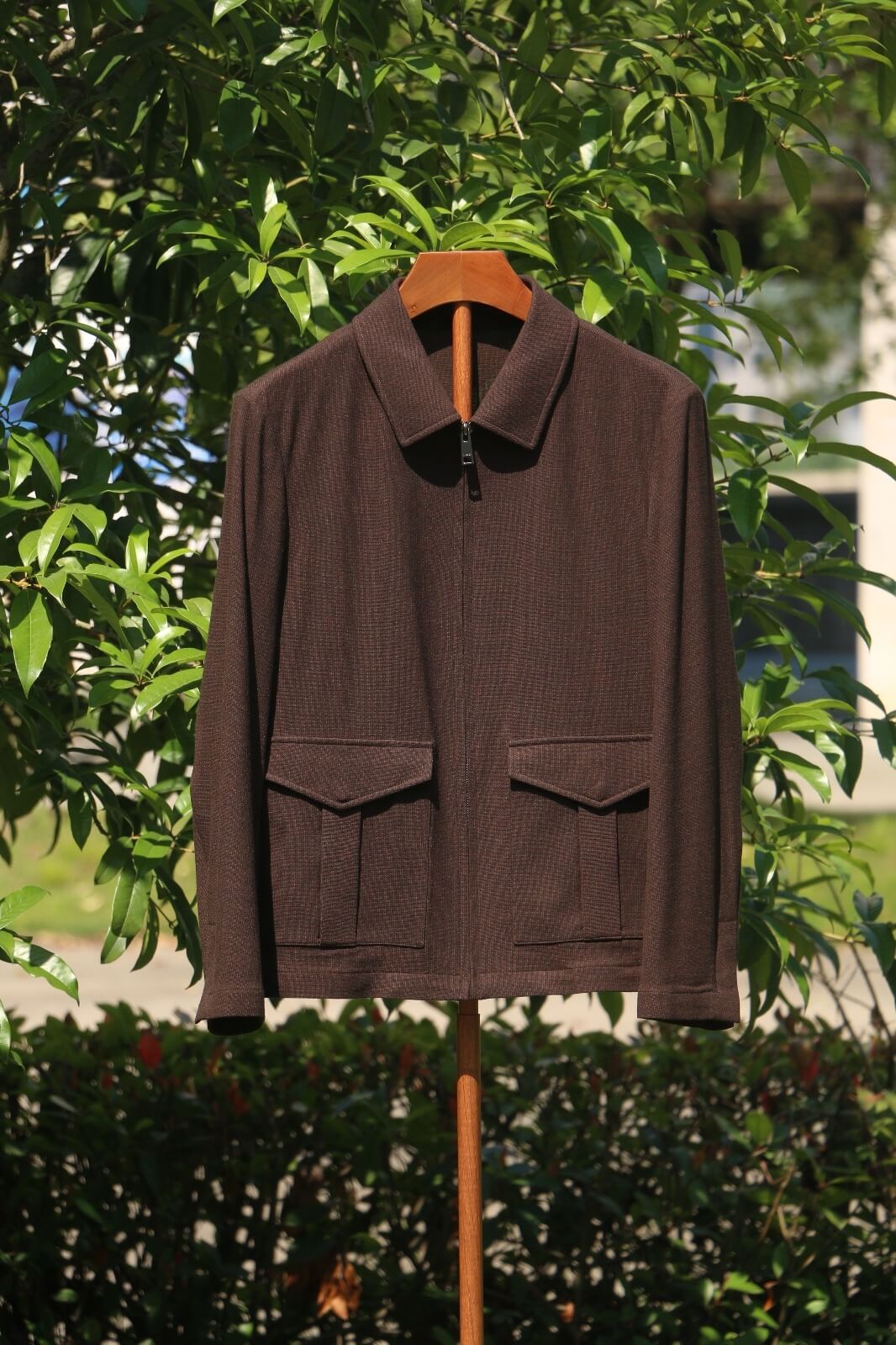 Tobacco Zip Utility Linen Jacket - SUITHARBOR
