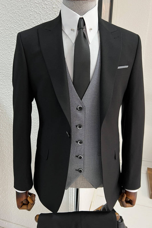 Black and Gray Wool Suit - Look Sharp