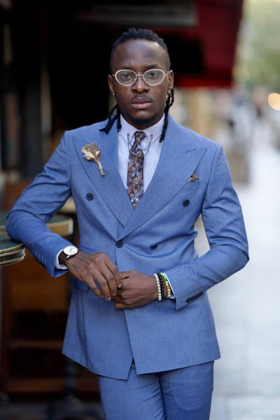スーツ Double-breasted setup & shirt & tie blue-double-breasted-suit-