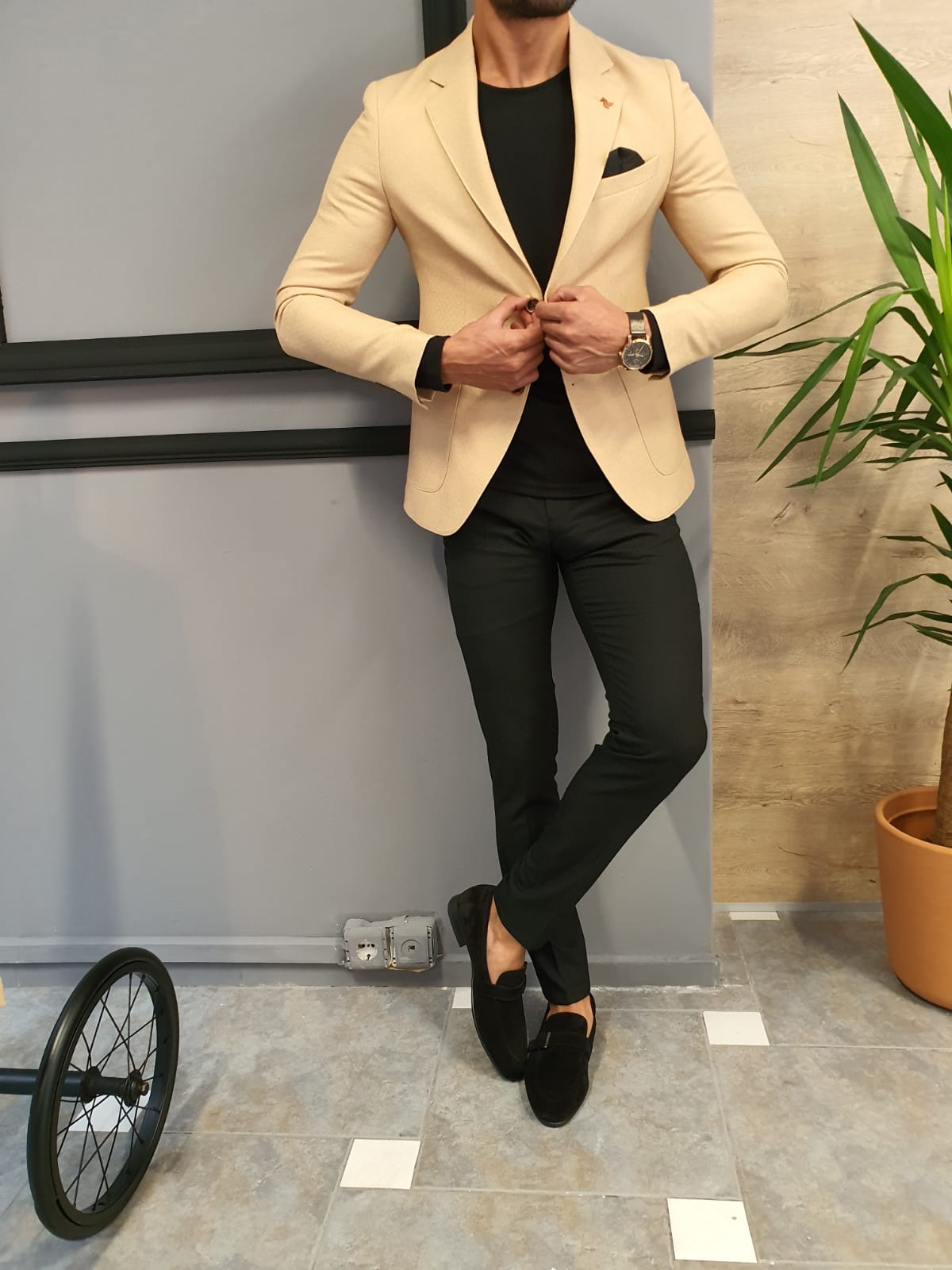 Suitharbor Men's Beige Blazer Jacket: Elevate Your Refined Look – SUITHARBOR