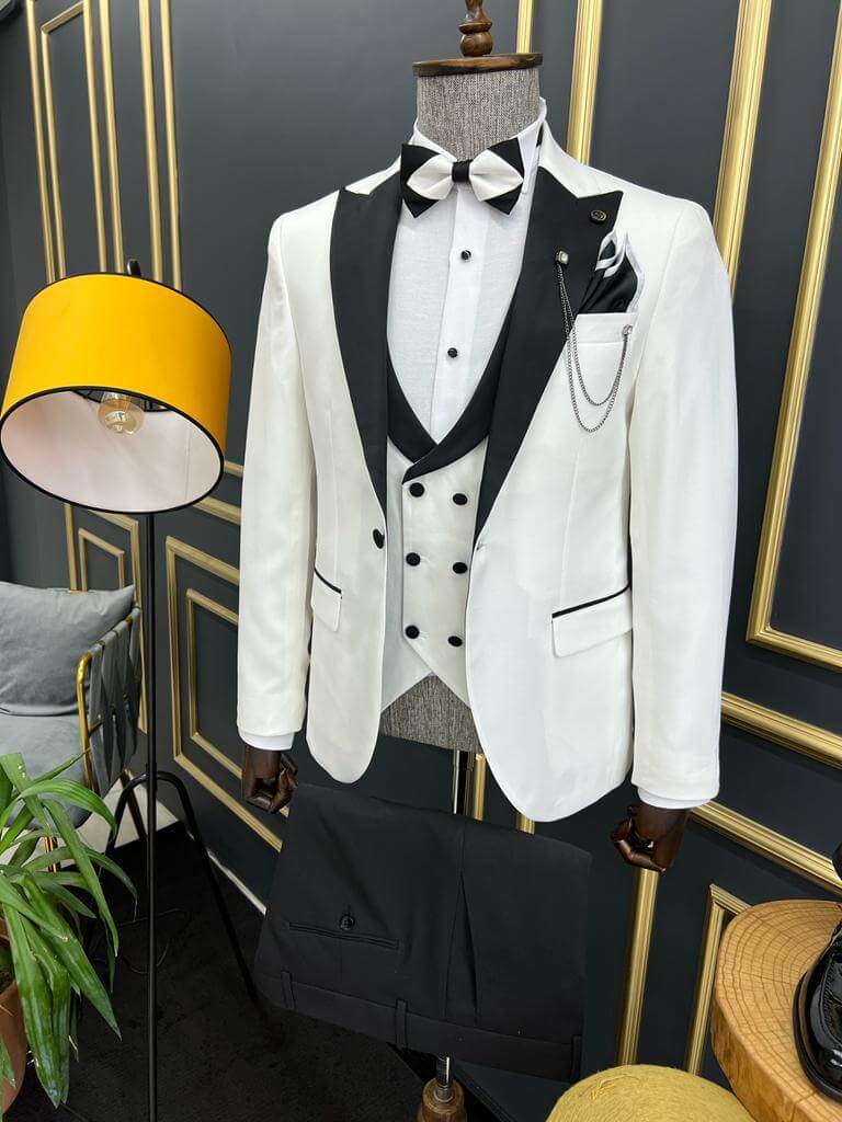 Suitharbor White Slim Fit Tuxedo