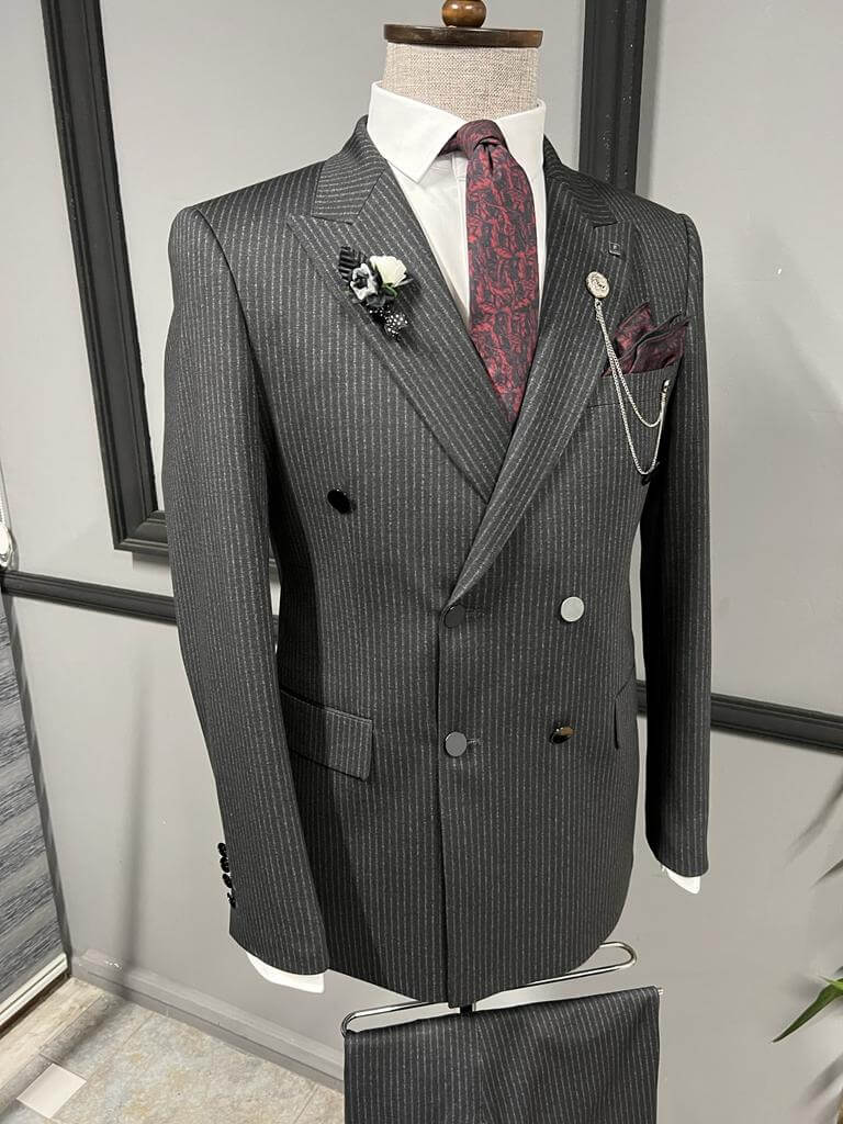 Black Double-Breasted Suit - Slim & Sharp