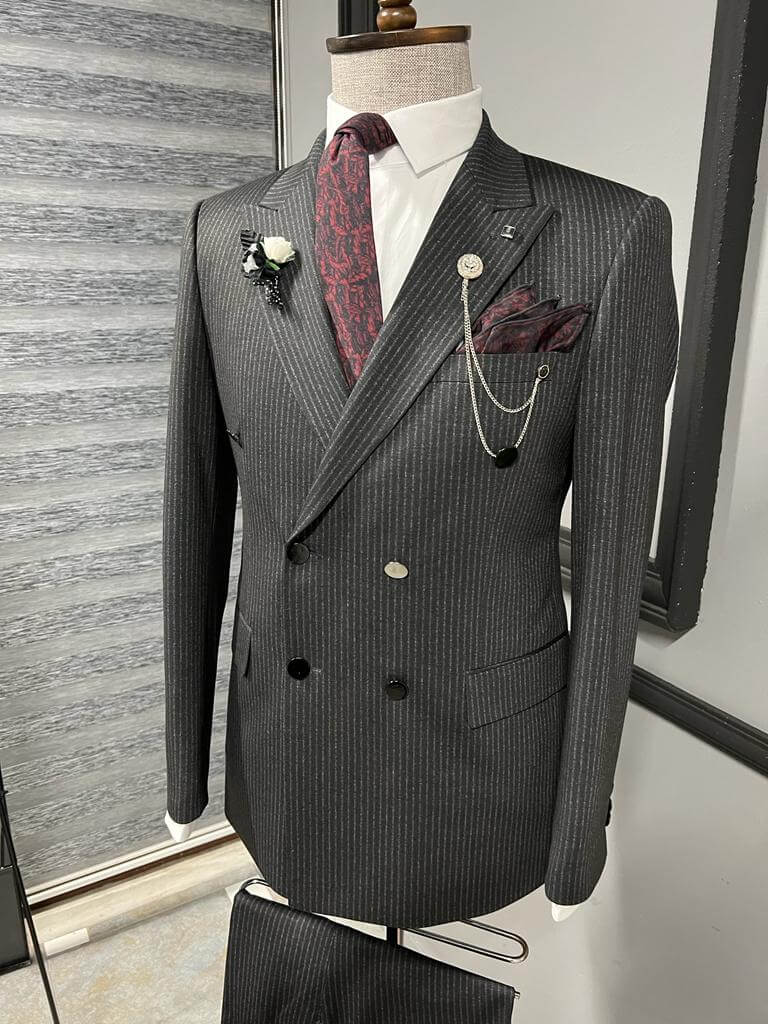 Black Double-Breasted Suit - Slim & Sharp