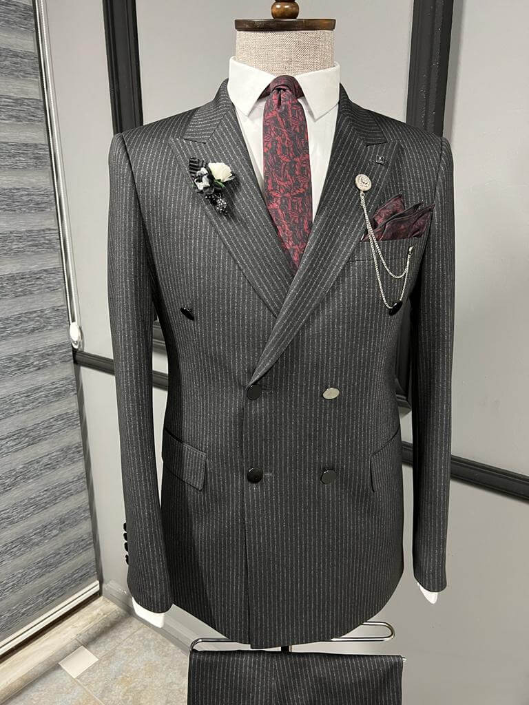 Black Double-Breasted Suit - Slim & Sharp