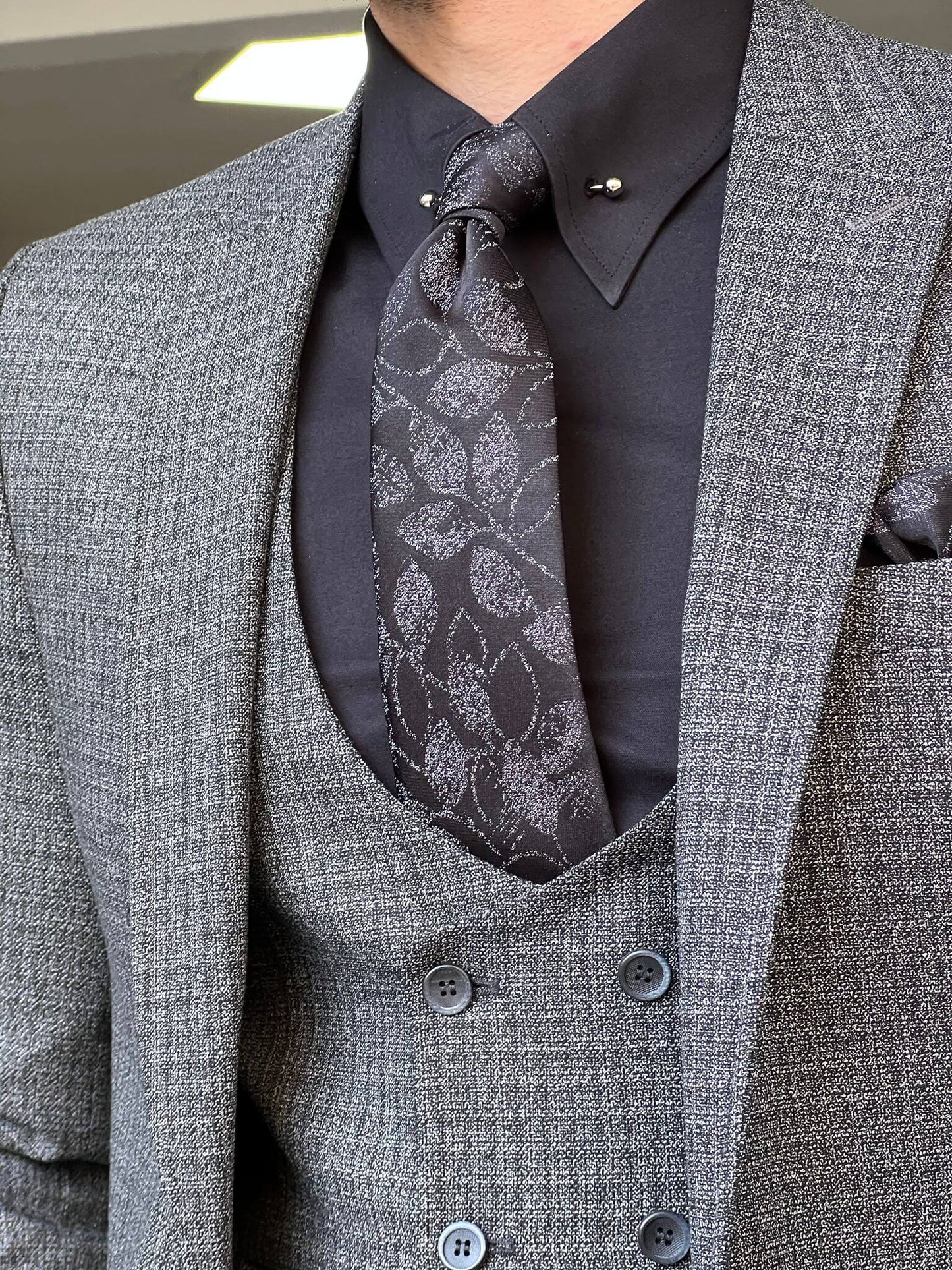 Gray Patterned Suit - Wedding Ready