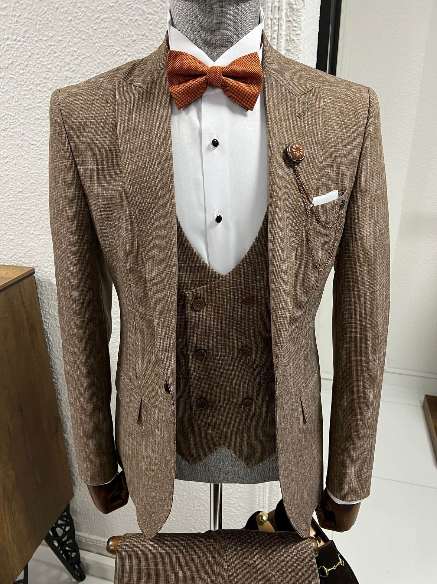Slim Fit Brown Tuxedo Suit